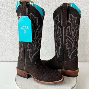 Lane SARATOGA Square Toe Cowboy Boots Dark Brown Western Cowgirl Mid Calf Size 5